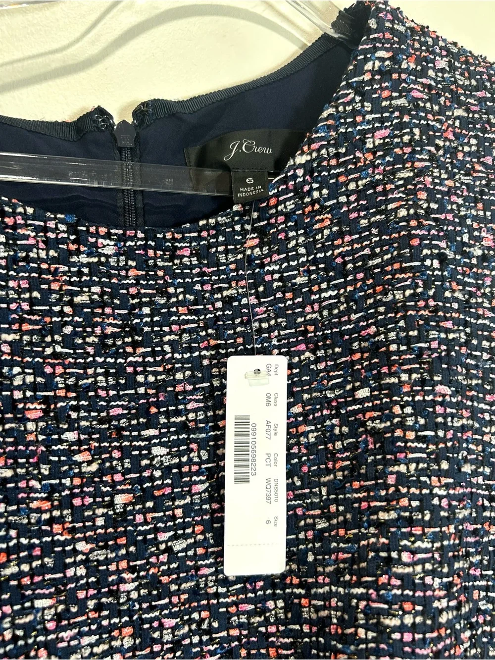 NEW J. Crew A-Line Dress Confetti Tweed Women Sz 6 Sleeveless Fit & Flare Navy